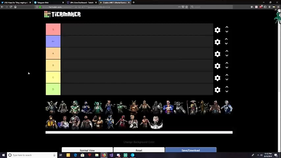 SonicFox - New Character Tier List 【08/19/2019  Mortal Kombat 11】