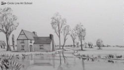 آموزش رسم خانه در پرسپکتیو 1 نقطه ای