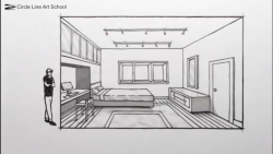 نحوه رسم یک اتاق خواب در پرسپکتیو 1 نقطه ای