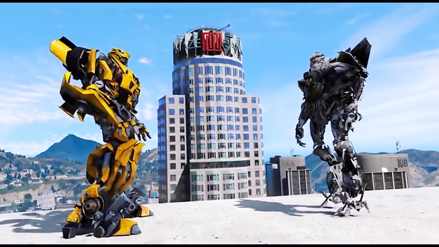 مبارزه ربات های تبدیل شونده زنبور زرد و جیغ ستارگان در جی تی ای 5