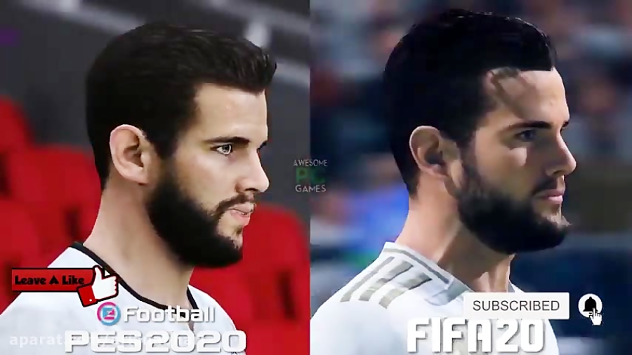 مقایسه چهره رئال مادرید در Fifa 20 و pes 2020