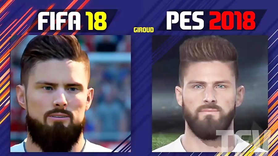 تفاوت چهره بازیکنان در دو بازی PES 2018 و FIFA 2018