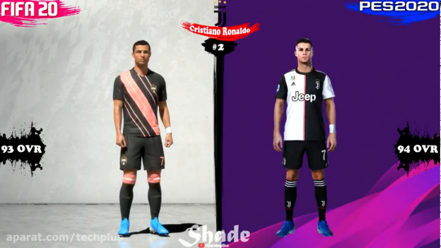 مقایسه 100 بازیکن برتر در بازی PES 2020 و FIFA 20