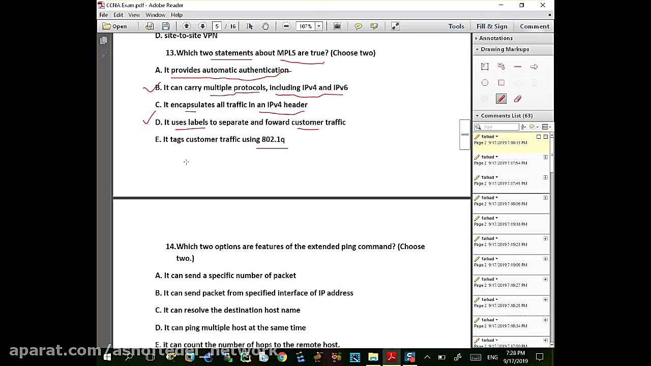 CCNA Exam Questions # 4 رفع افتادگی پلک