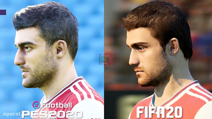 مقایسه چهره بازیکنان آرسنال در بازی FIFA 20  و PES 20