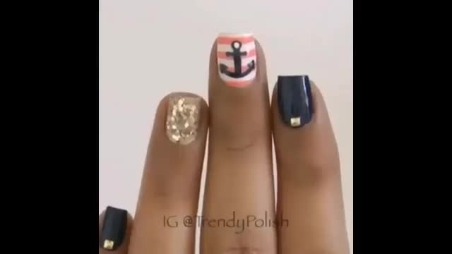 طراحی ناخن با تم ملوانی | نوعروس