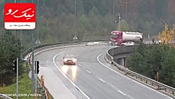 سقوط مرگبار کامیون پس از تصادف...