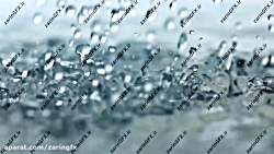 ویدئو اسلوموشن بارش شدید باران از نما نزدیک