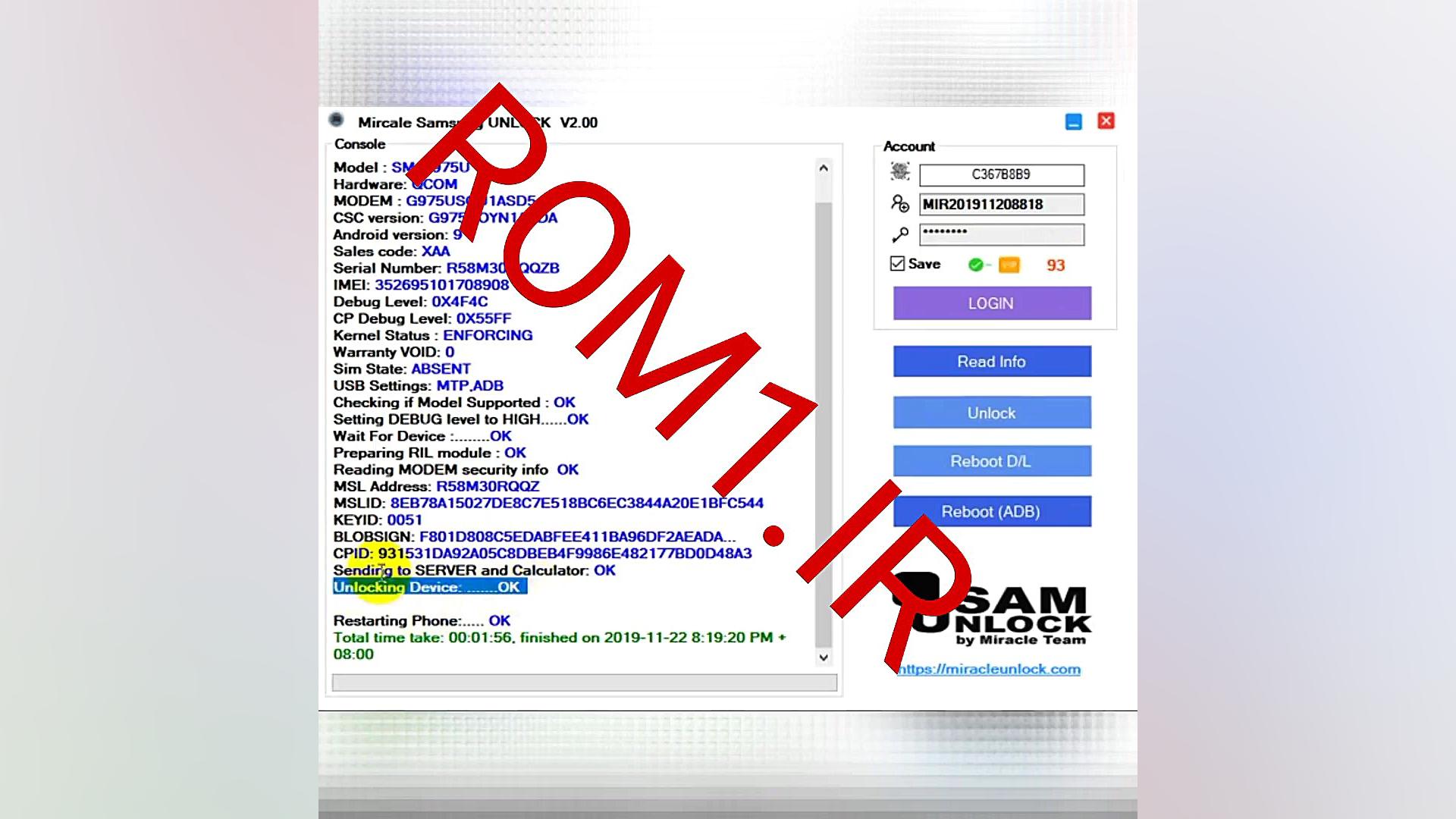 Miracle Samsung Unlock Credits زمان175ثانیه