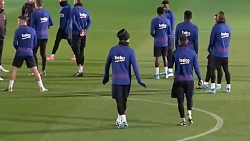 اخرین تمرین بارسلونا قبل از با...