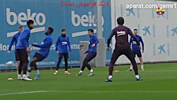 تمرین صبگاهی تیم بارسلونا