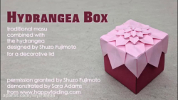 اوریگامی جعبه با گل ادریس