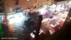 آبگرفتگی شدید در خیابان‌های اه...