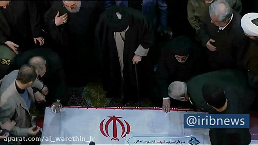 وداع رهبر معظم انقلاب با پیکر مطهر شهدا مرغ طوفان