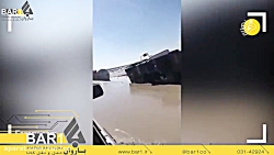 چپ شدن زنجیره ای کامیون ها بر...