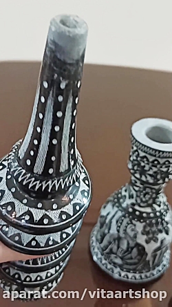 قلیان سنگی سیاه قلم اثر استاد خادم