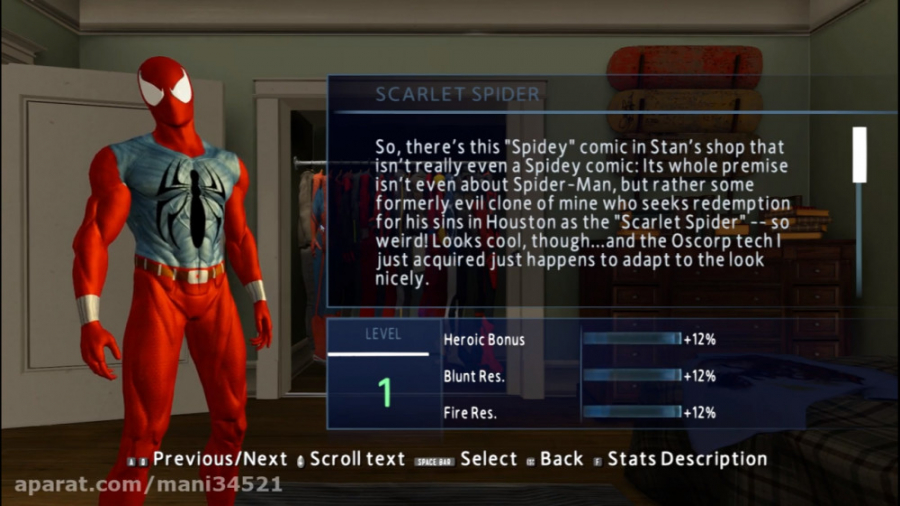 لباس جدید ( scarlet spider ( classic برای بازی Spider Man Amazing 2