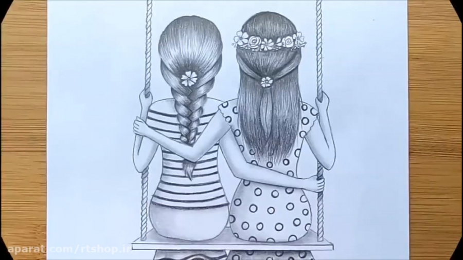 عکس نقاشی دو دوست دختر