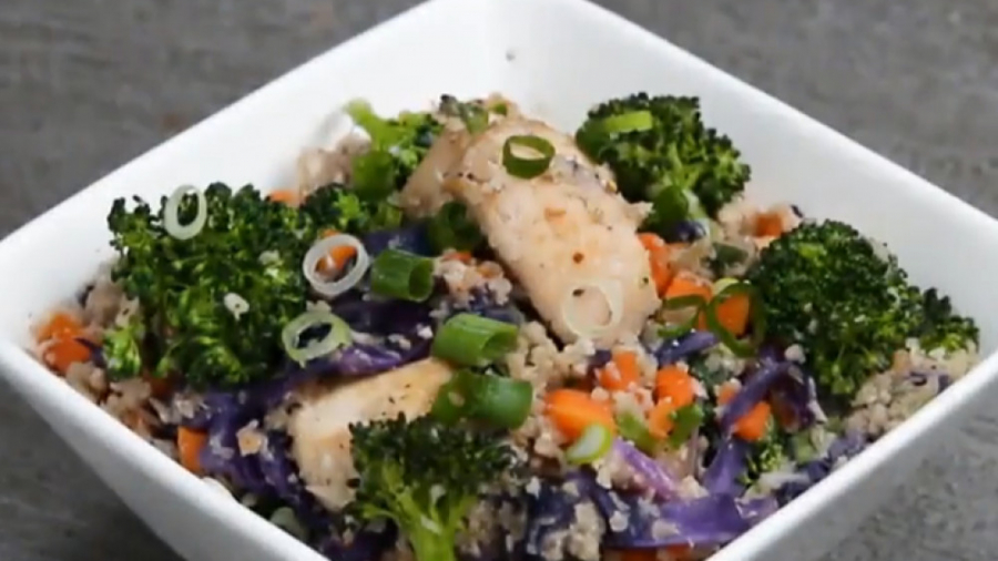 آشپزی سالم - برنج گل‌کلم و مرغ تری‌یاکی - کلینیک لاغری سیبیتا