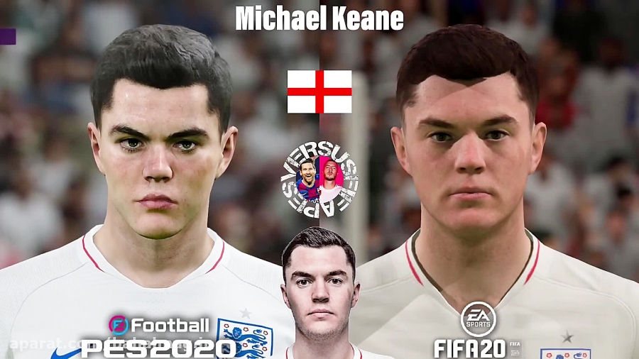 مقایسه چهره بازیکنان تیم ملی انگلیس در بازی FIFA 20 و PES 20
