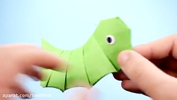 آموزش اوریگامی ، کرم سبز بامزه