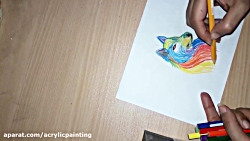 نقاشی گرگ رنگارنگ