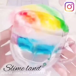 اسلایم پفکی شفاف رنگین کمونی ک...
