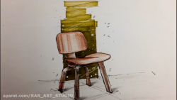 طراحی صندلی با مداد رنگی و ماژیک راندو