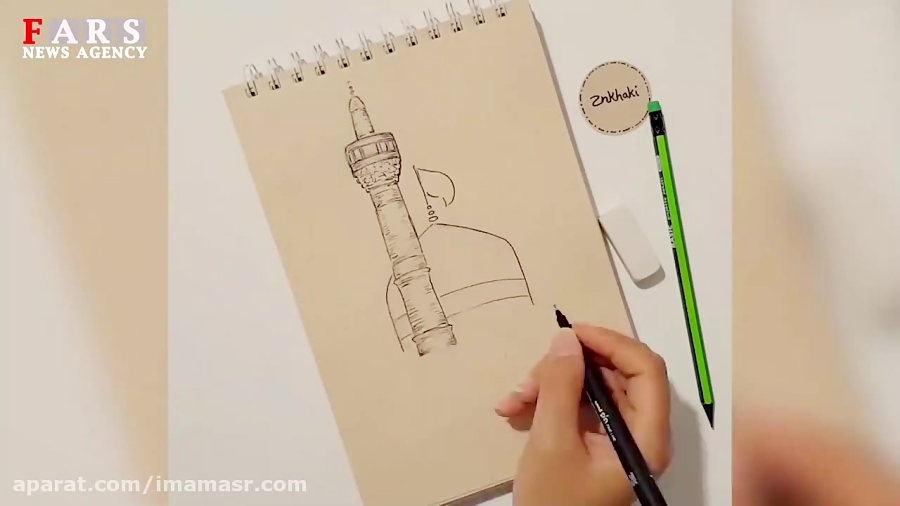 نقاشی ساده&zwnj;ای از حرم امام...