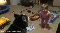 خنده بچه و سگ