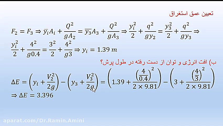 هیدرولیک: 15- نیروی مخصوص (کاربردها در حل مسائل) دکتر رامین امینی