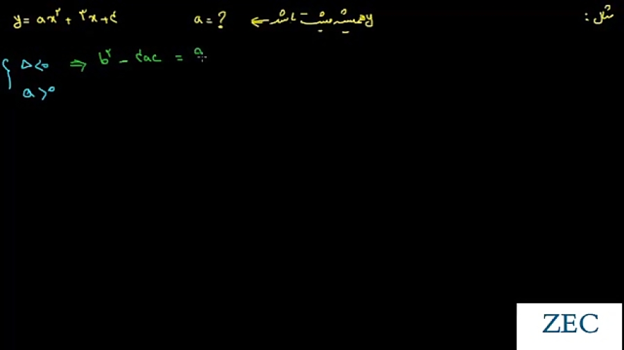 تعین علامت چند جمله ای درجه دو - مثال(کنکور -ریاضیات 2)