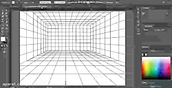 ترسیم شبکه چهارخانه ای در پرسپکتیو یک نقطه ای
