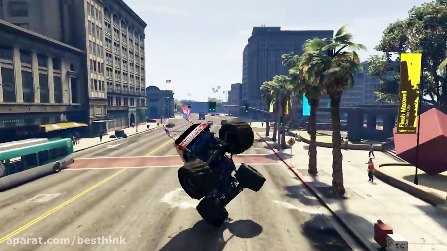 مرد عنکبوتی و خرابکاری با کامیون هیولا در بازی GTA 5
