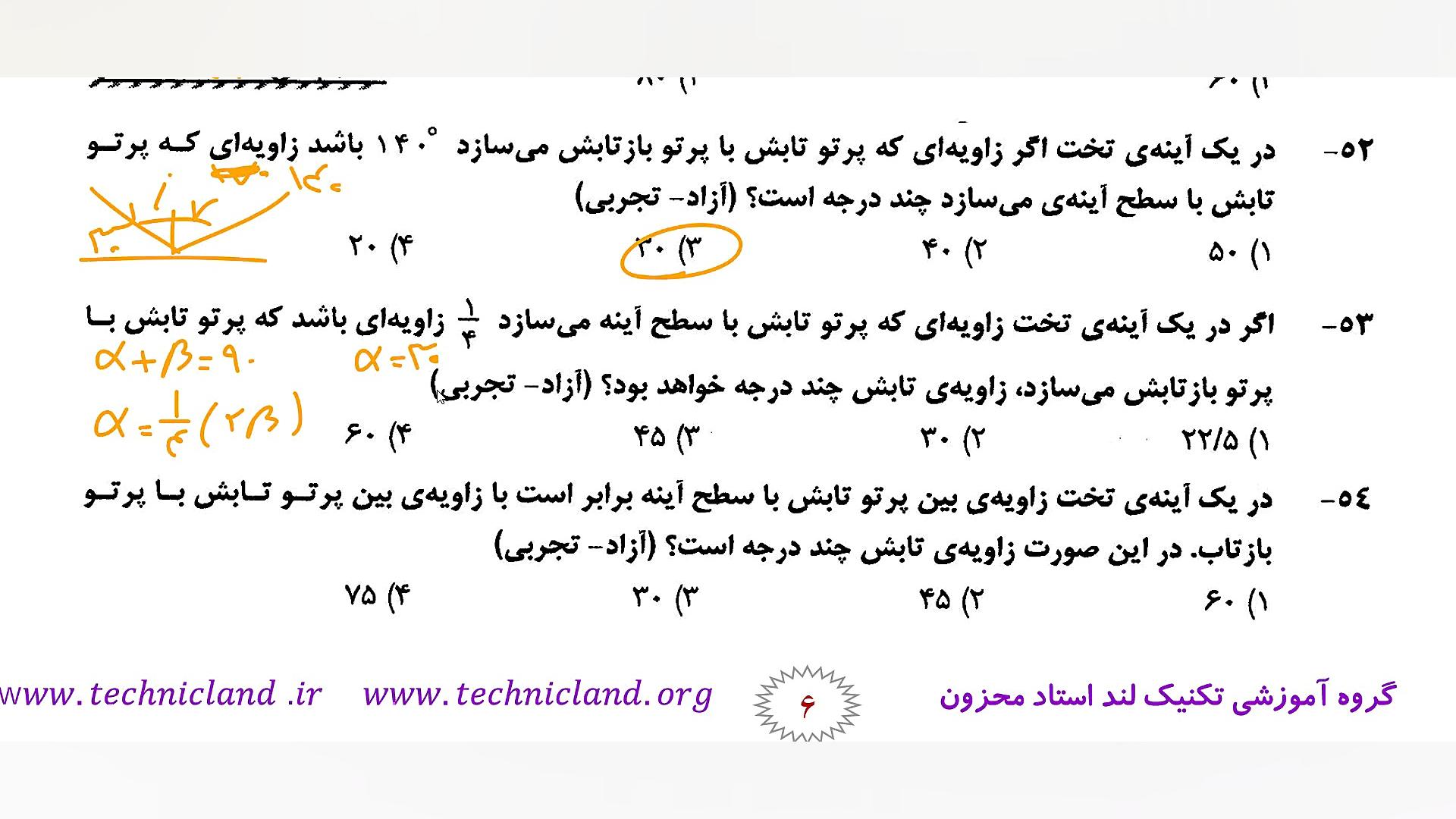 علوم هشتم بازتاب نور  تکنیک لند