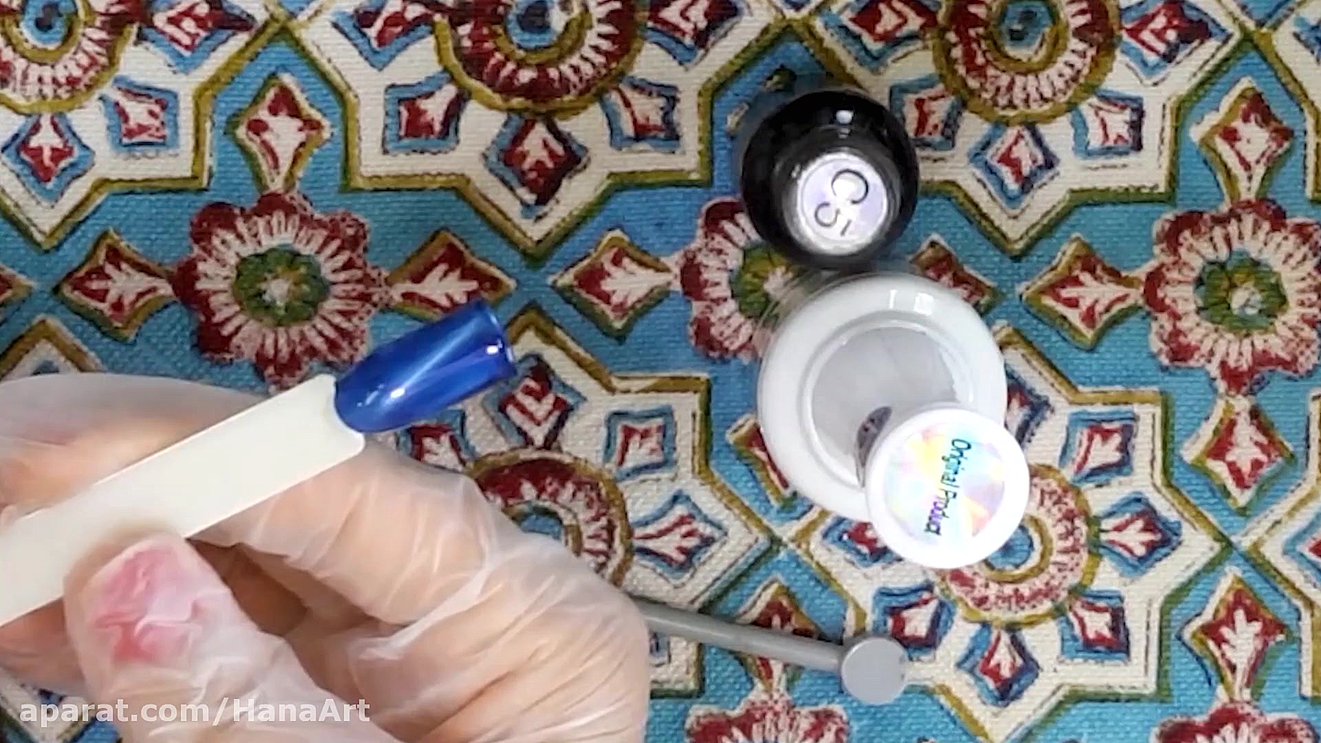 آموزش دیزاین ناخن با لاک ژل چشم گربه ای -Nail design cat eye gel polish زمان417ثانیه
