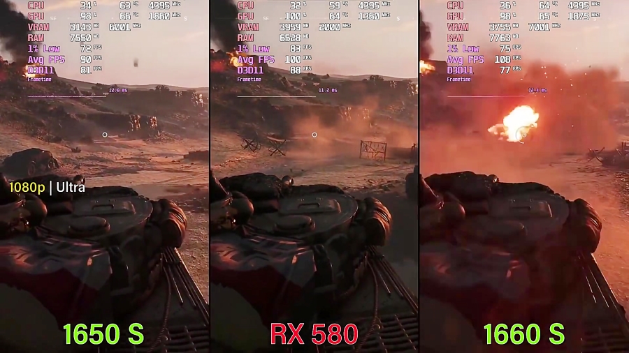 مقایسه فریم ریت بازی ها GTX 1650 Super vs RX 580 vs GTX 1660 Super