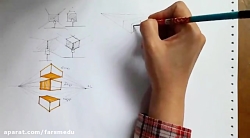 درس طراح معماری داخلی آموزش پرسپکتیو دو نقطه ای به روش دست آزاد  فیلم شماره 2
