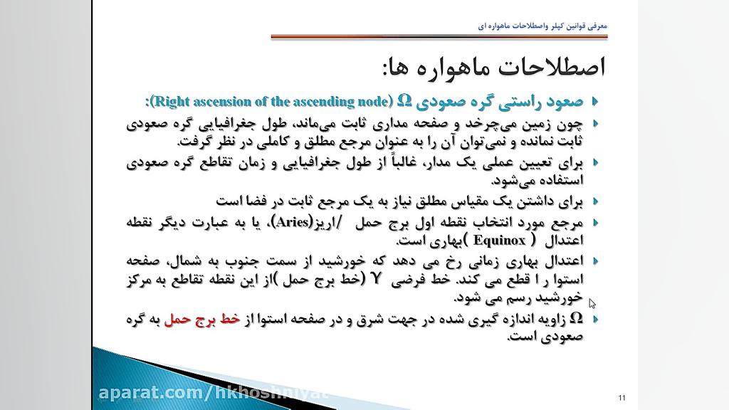 معرفی قوانین مداری کپلر و اصطلاحات ماهواره ای زمان954ثانیه