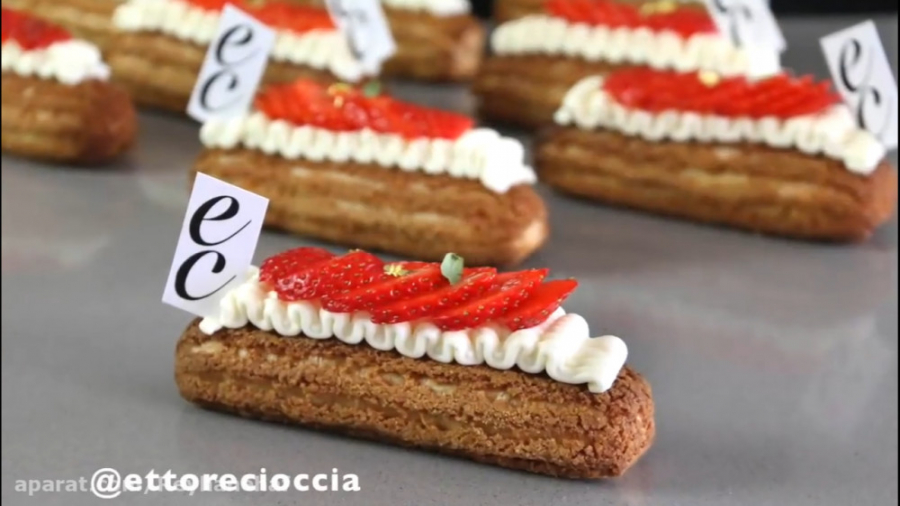 نون خامه ای توت فرنگی با خامه دو رنگ با آشپز اسپانیایی و زیر نویس انگلیسی