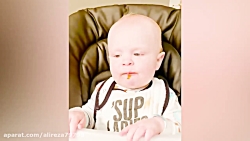 کلیپ خنده دار از غذا خوردن بچه...