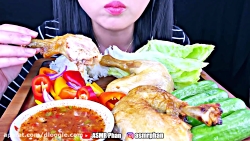 چالش صداي غذا _ خوردن مرغ با س...