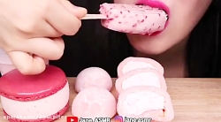 چالش فود اسمر.خوراکی های صورتی...