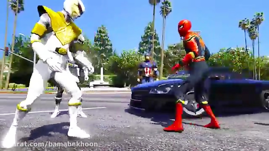 جنگ جذاب تیم اونجرز با پاور رنجز MIGHTY MORPHIN در جی تی ای پنج