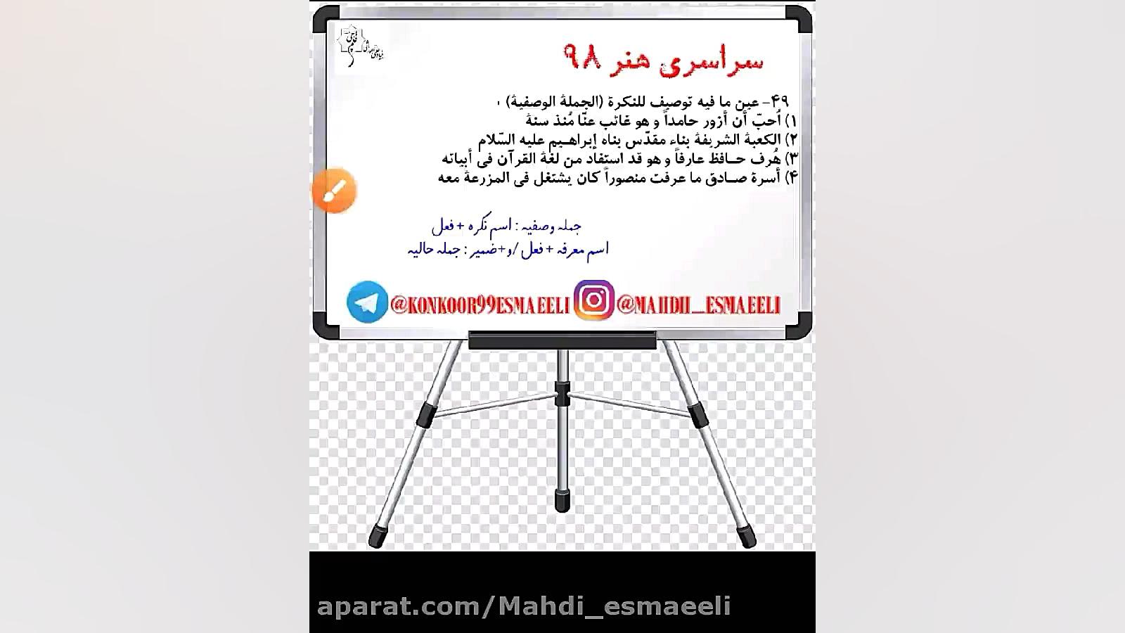 تست احتمالی عربی کنکور ۹۹ - دکتر مهدی اسماعیلی عربی کنکور با دکتر مهدی اسماعیلی