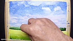 آموزش گام به گام نقاشی منظره ب...