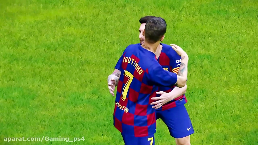 گیم پلی بازی 2020 pes تقابل بارسلونا با منچستر یونایتد