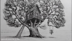 آموزش رسم خانه درختی در پرسپکتیو دو نقطه ای &hearts;