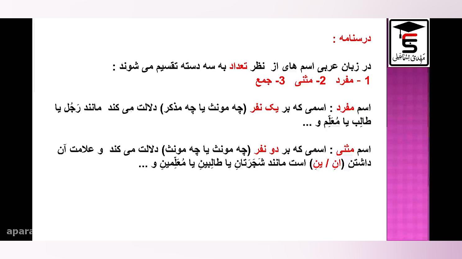 عربی هفتم - قواعد درس اول (بخش دوم) عربی کنکور با دکتر مهدی اسماعیلی