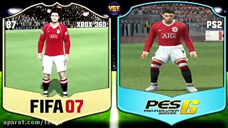 مقایسه فیس رونالدو از فیفا۴ و pse 2004تا فیفا ۲۰